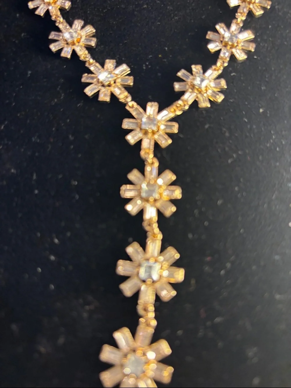 Christian Siriano Gold Floral Crystal Drop Necklace - Picture 2 of 4